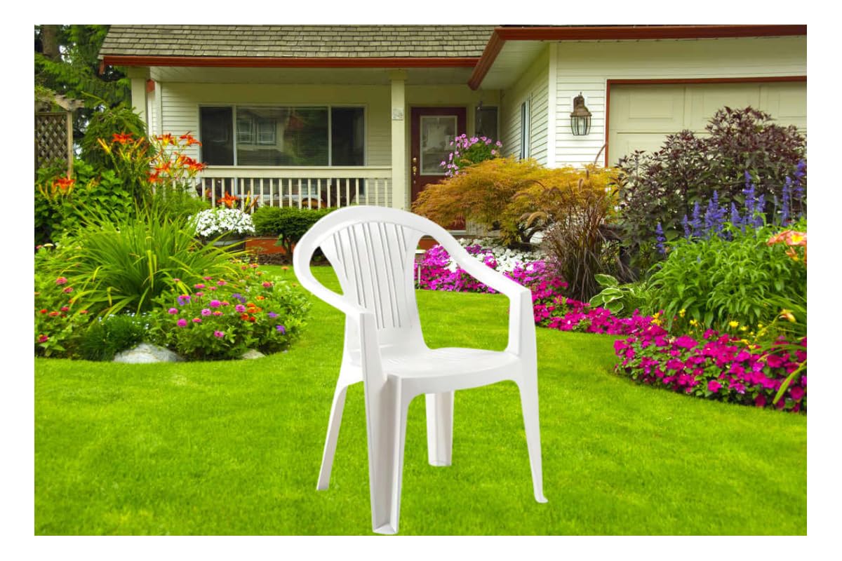 CG94 - Sedia in Polipropilene RATAK, Poltroncina da Giardino, Bianca