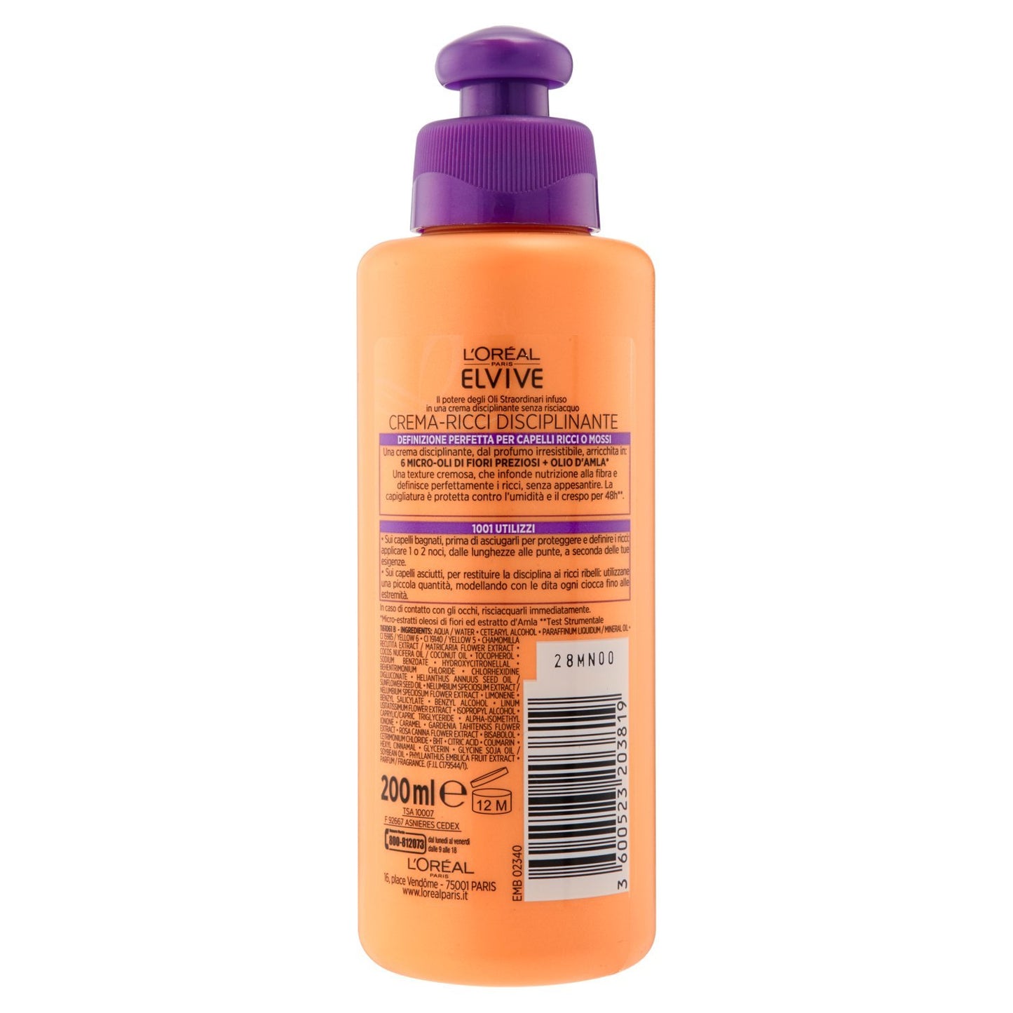L'Oréal Paris Elvive Olio Straordinario Ricci Sublimi, Crema-Ricci Disciplinante per Capelli Ricci o Mossi, 200 ml