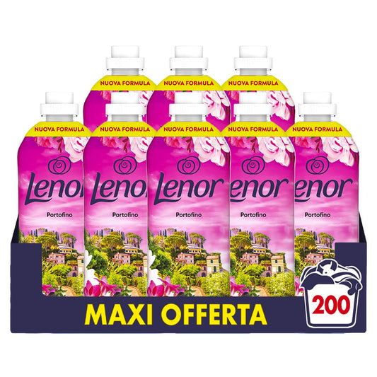 Lenor Ammorbidente Lavatrice Concentrato, 200 Lavaggi (8X25), Atmosfere D'Italia Portofino, Freschezza Di Lunga Durata E Morbidezza Di Origine Vegetale, Lenzuola Profumate Fino A 1 Settimana