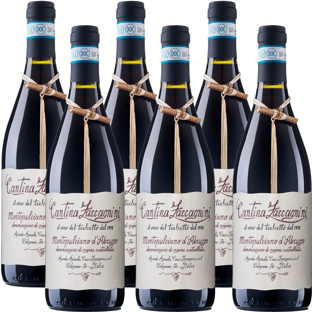 Montepulciano d'Abruzzo Doc | Cantina Zaccagnini | Vino Rosso Abruzzese | 6 Bottiglie da 75 Cl | Idea Regalo