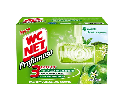WC Net - 3Effect, Detergente per WC, LIME Fresh, 4 tavolette - 136 g