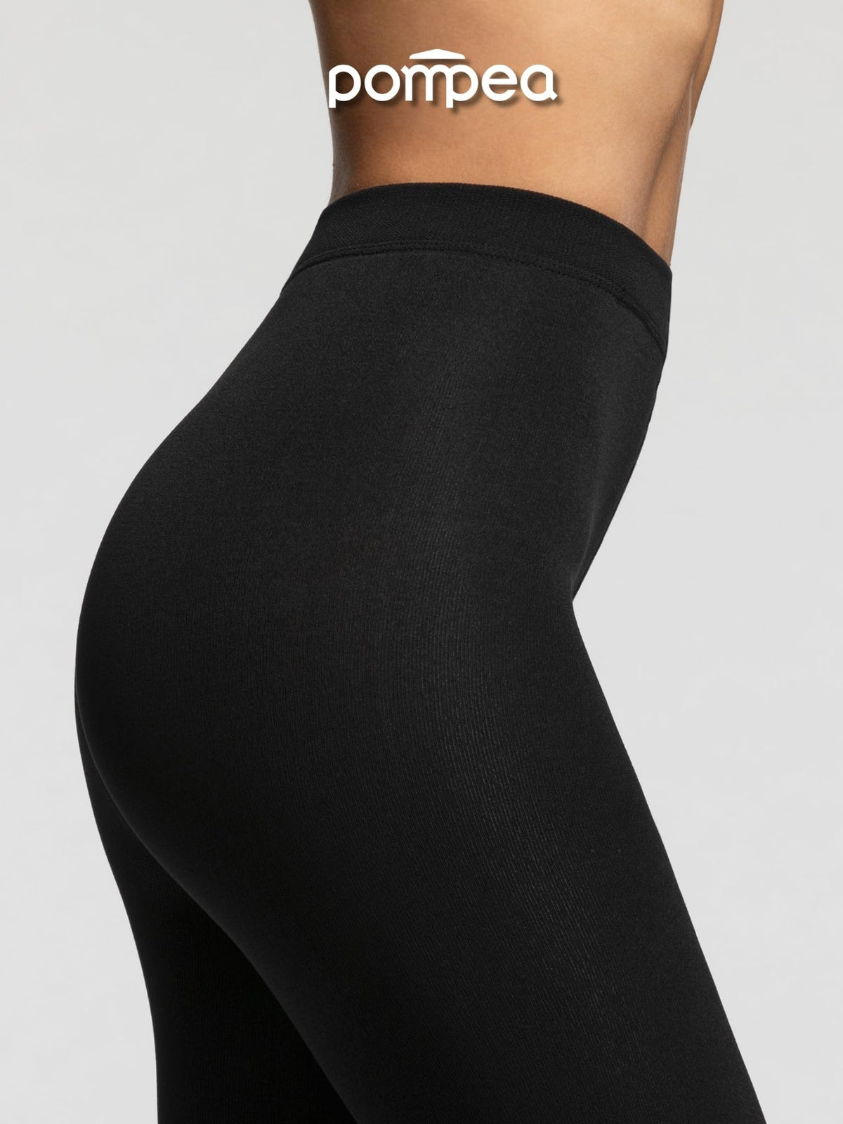 POMPEA Micropolar Leggings Termici Donna, Leggings a Tinta Unita Nero con Interno Effetto Pile per Stagione Invernale, Caldo e Coprente