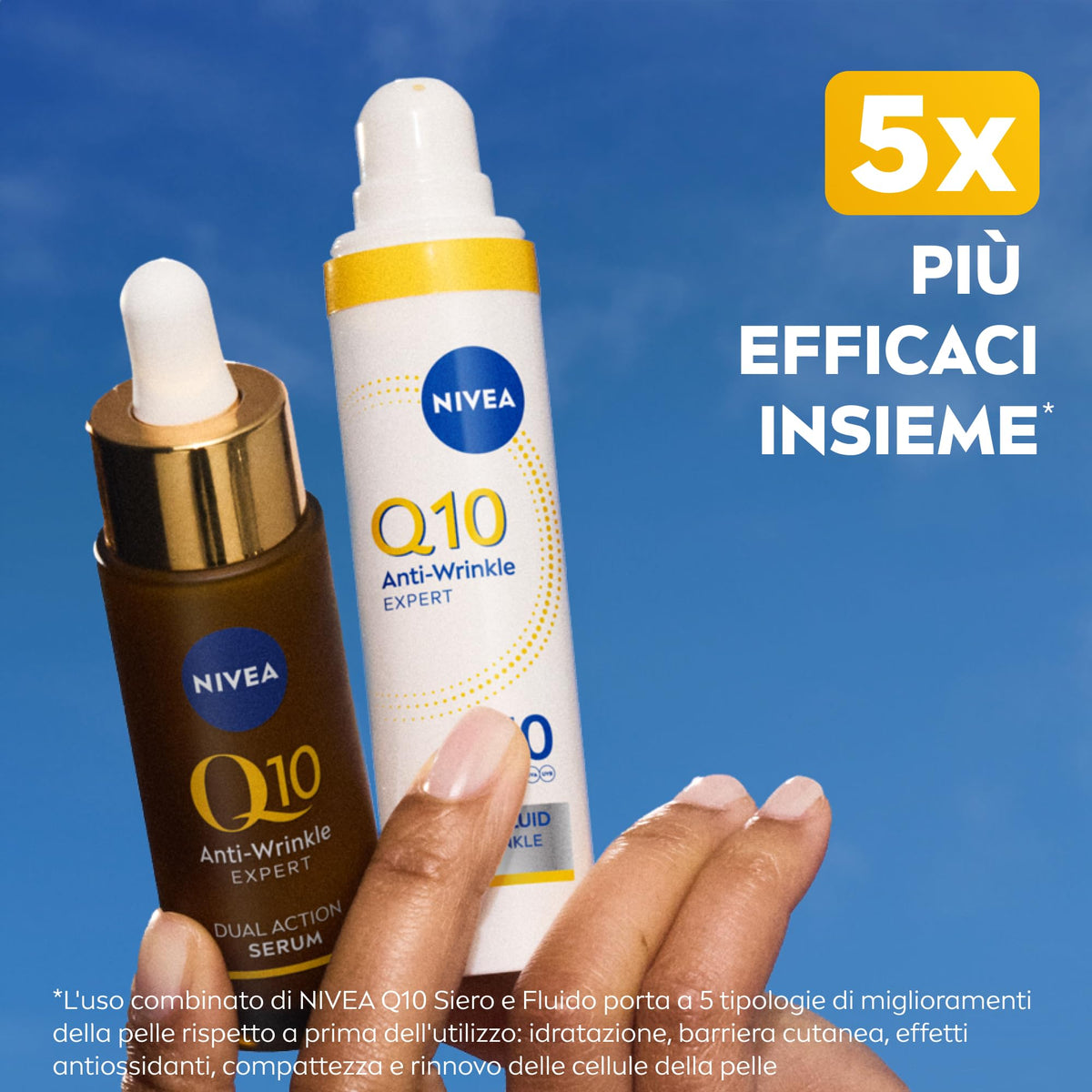 NIVEA Q10 Anti-Rughe Expert Fluido UV Quotidiano SPF 50 40 ml, Crema viso antirughe a tripla azione con protezione solare, Crema viso SPF 50 con Q10 Puro e Glycostop contro raggi UV e rughe