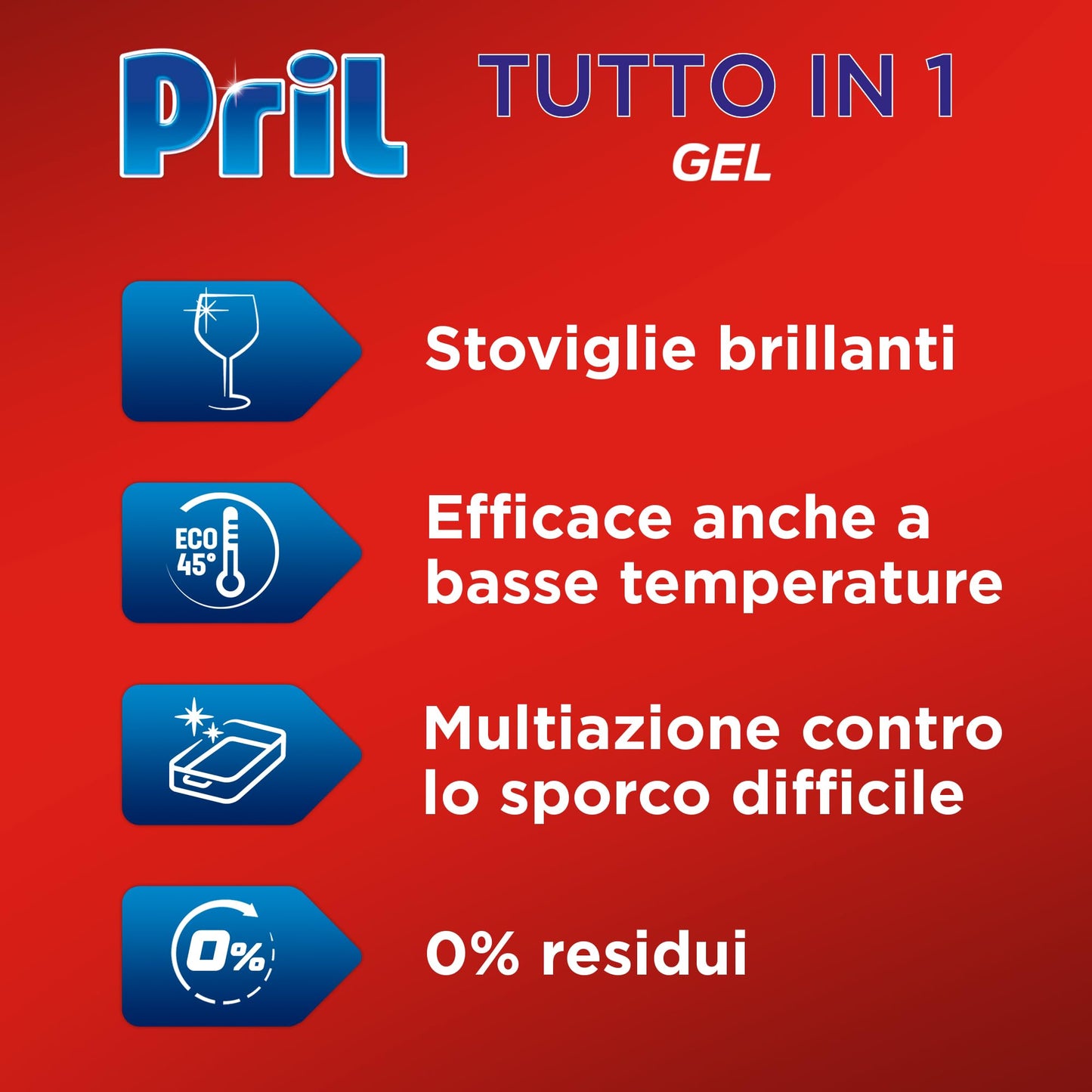 Pril Gel All in One Sciogli Grasso Detersivo Lavastoviglie Liquido Multi-Azione Sporco Difficile, 8 Confezioni da 35 lavaggi