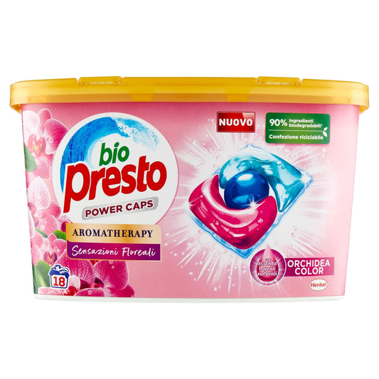 Bio Presto Power Caps Color Detersivo Lavatrice Predosato In Capsule, 18 Lavaggi