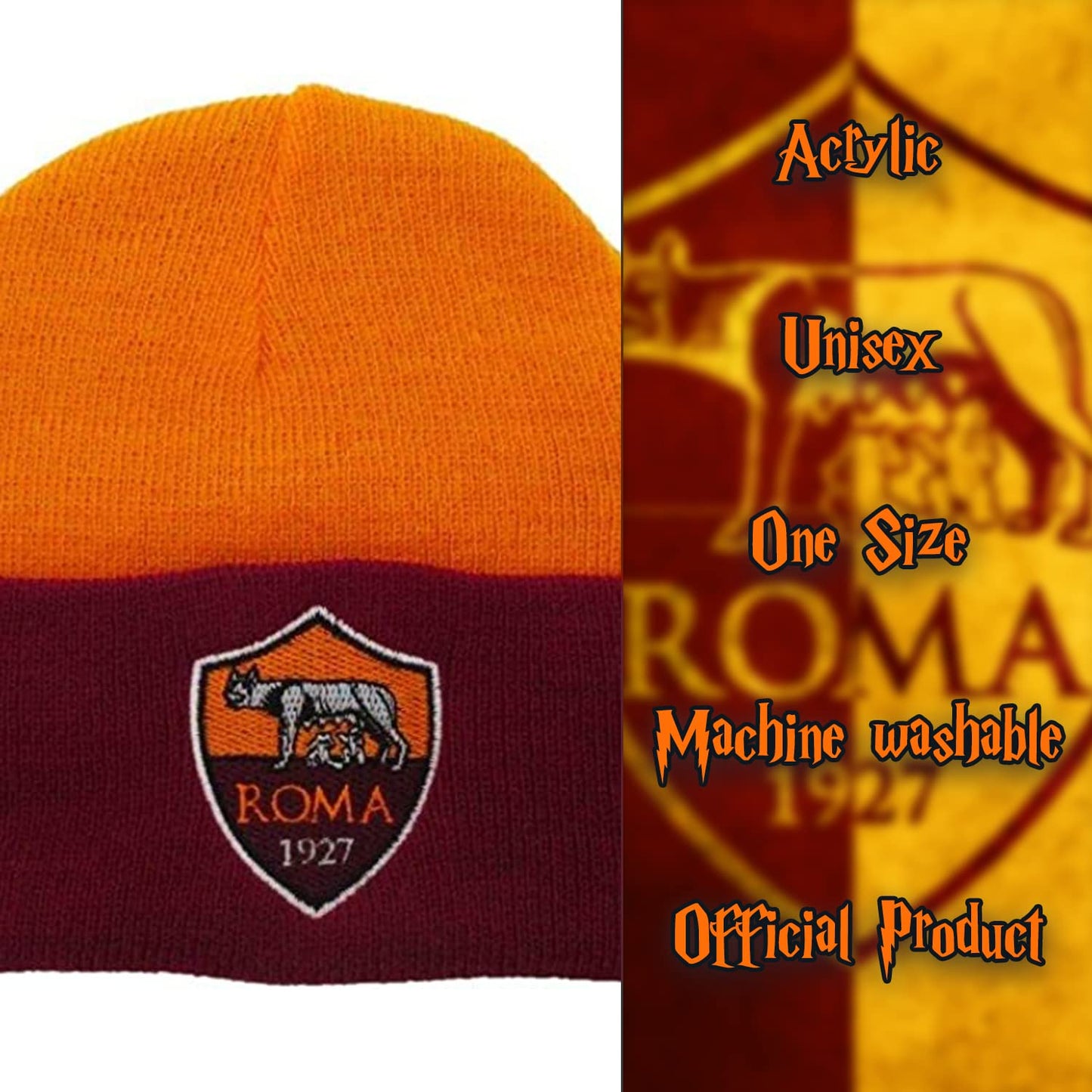 Perseo Trade S.r.l Berretto Roma Cuffia Giallorossa Ufficiale Cappello Giallo Rosso Unisex