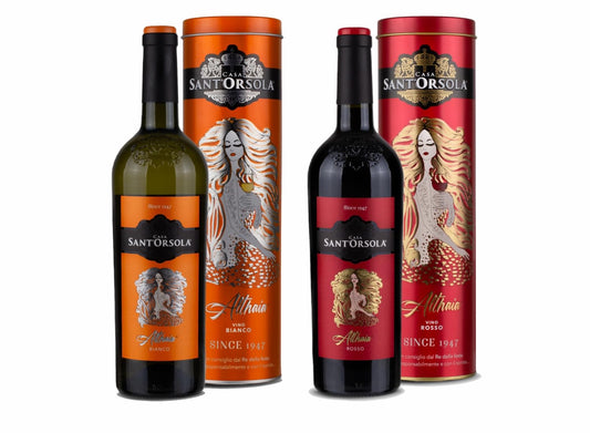 Casa Sant'Orsola - Althaia Vino Rosso e Bianco in Confezione Regalo con Gessetti, Selezione di Uva Italiana, 2x750ml