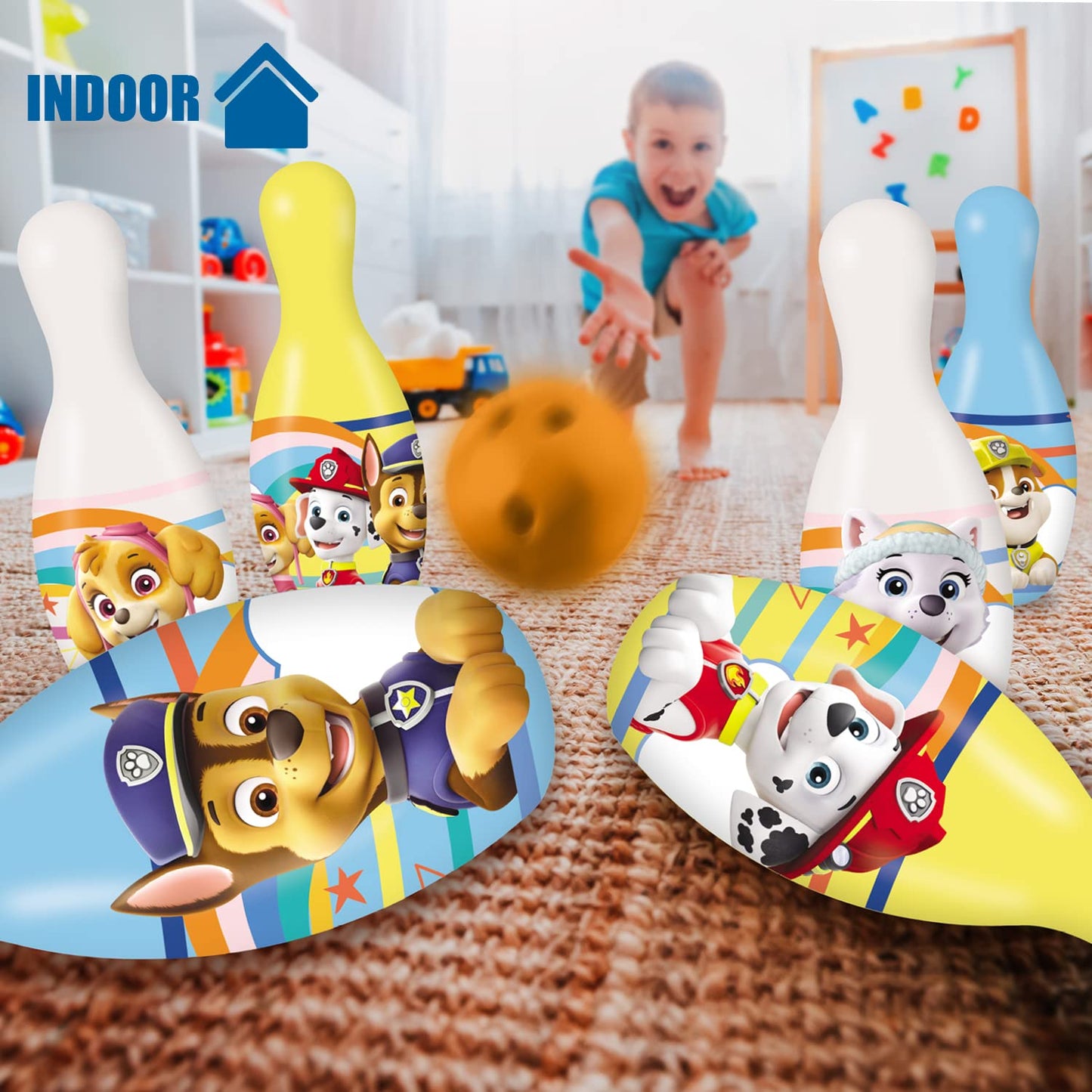 Mondo Toys - Set da Bowling Paw Patrol per bambini - INCLUDE 1 palla e 6 Birilli tema Paw Patrol - giocattoli di Sport - gioco per bambini 2 3 4 Anni - 28308