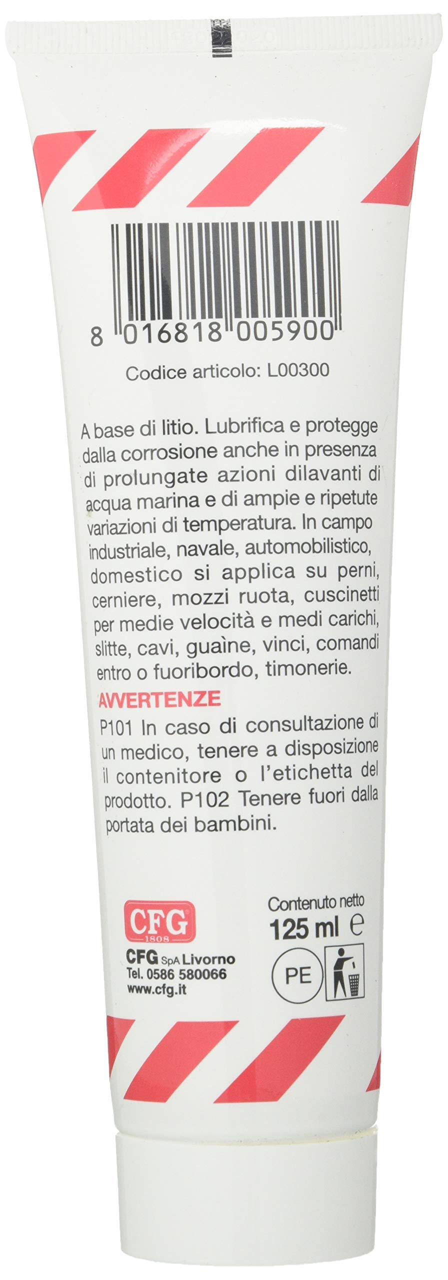 CFG, Grasso bianco multiuso, tubo 12, 125 ml