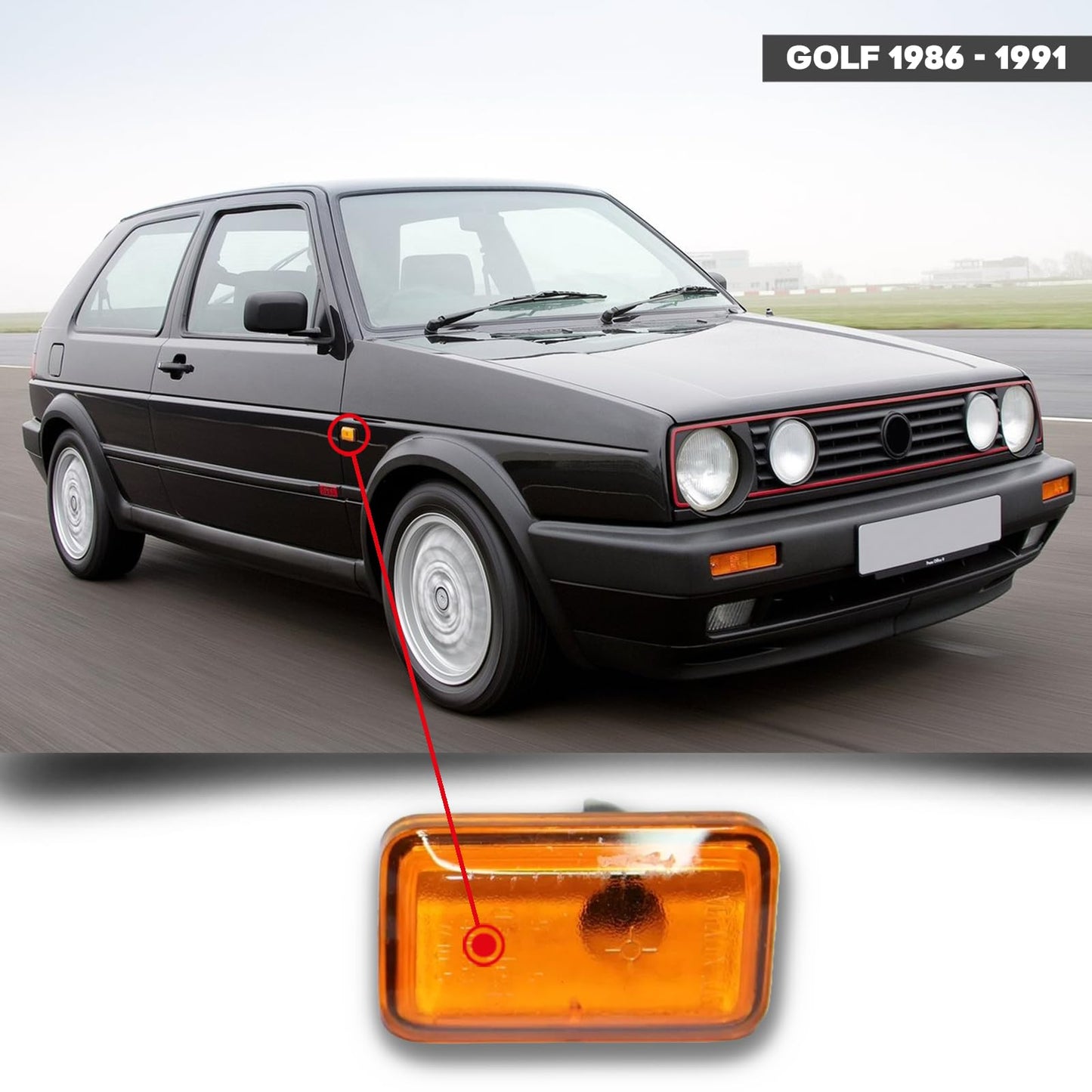 CG94 - Fanale Laterale Compatibile per Auto GOLF 84 - POLO - AU_DI - Rettangolare Arancio