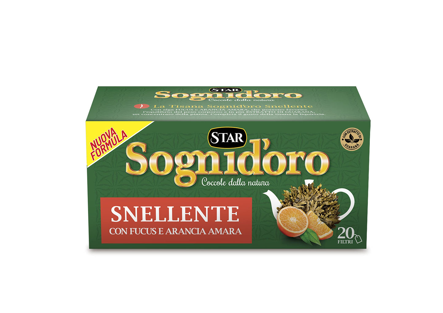 Sognid'oro - Tisana Snellente , con Te' Verde, Guarana' e Liquirizia, 20 filtri - 40 g