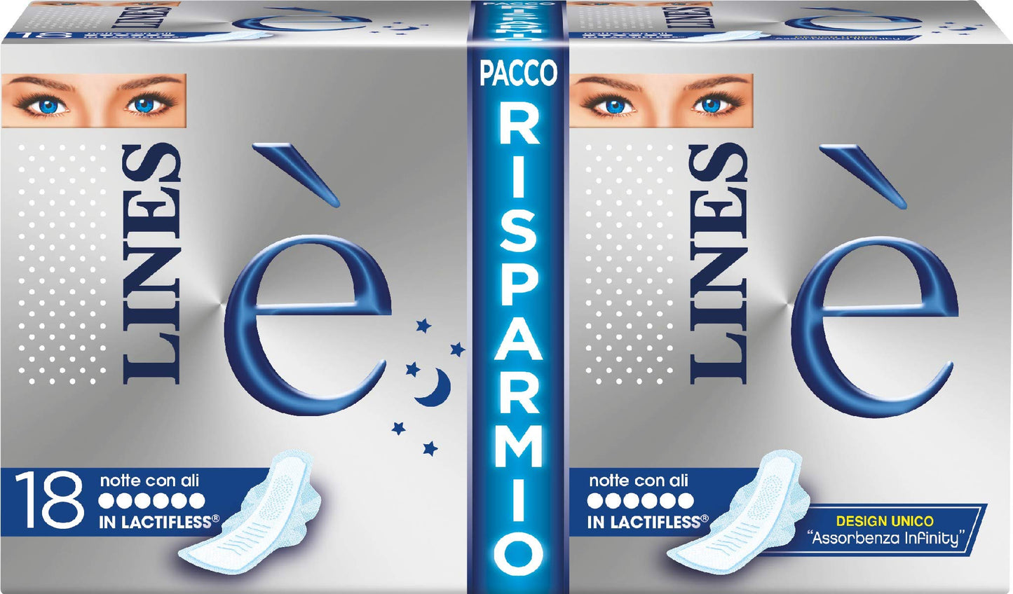 LINES È Notte Assorbenti in Lactifless, Pacco Scorta, Confezione da 18 pezzi