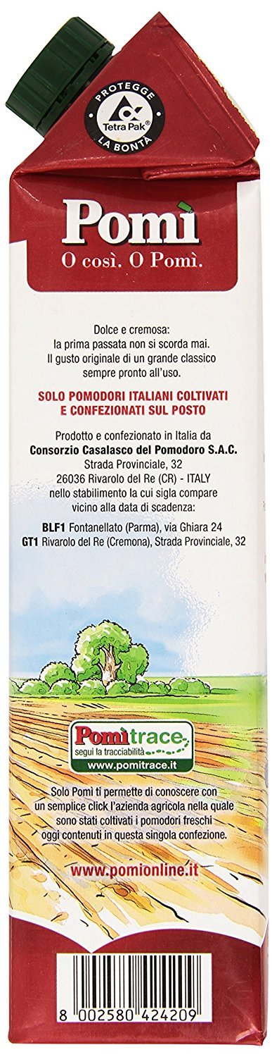 Pomi - Passata di Pomodoro, fresca, densa e profumata - 1000 gr x 6 pezzi