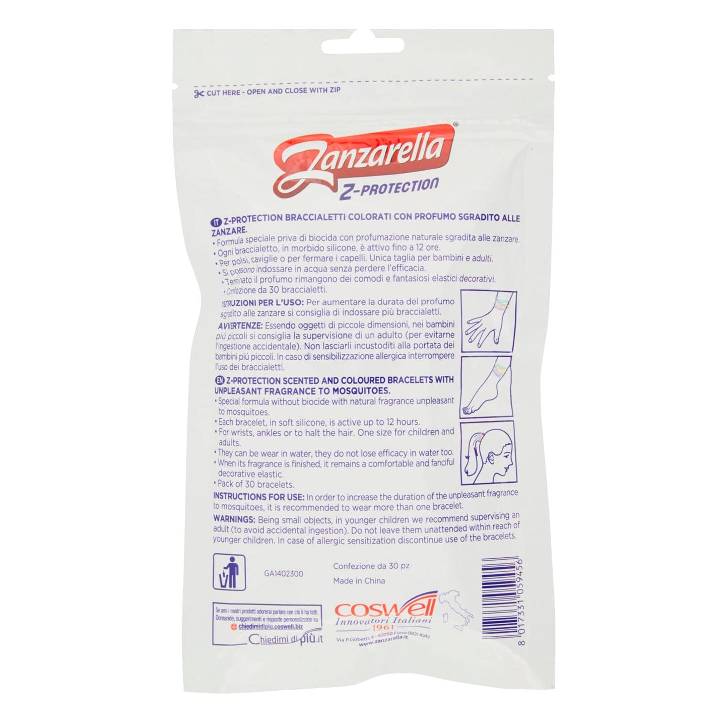 Zanzarella Braccialetti Antizanzare per Bambini e Adulti, 30 Pezzi