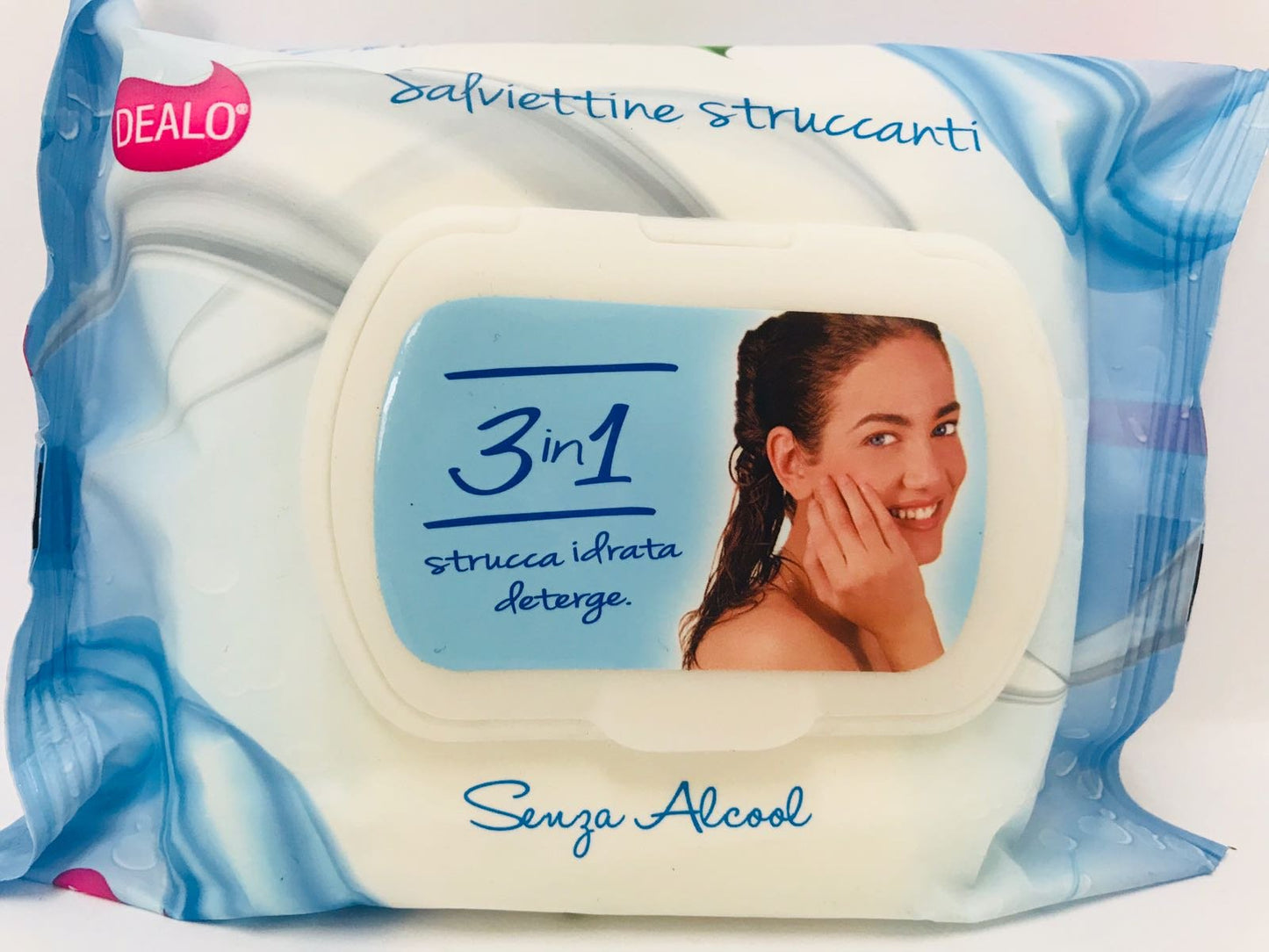 Dealo 30 salviettine struccanti 3 in 1 Strucca,Idrata,Deterge senza alcool con aloe