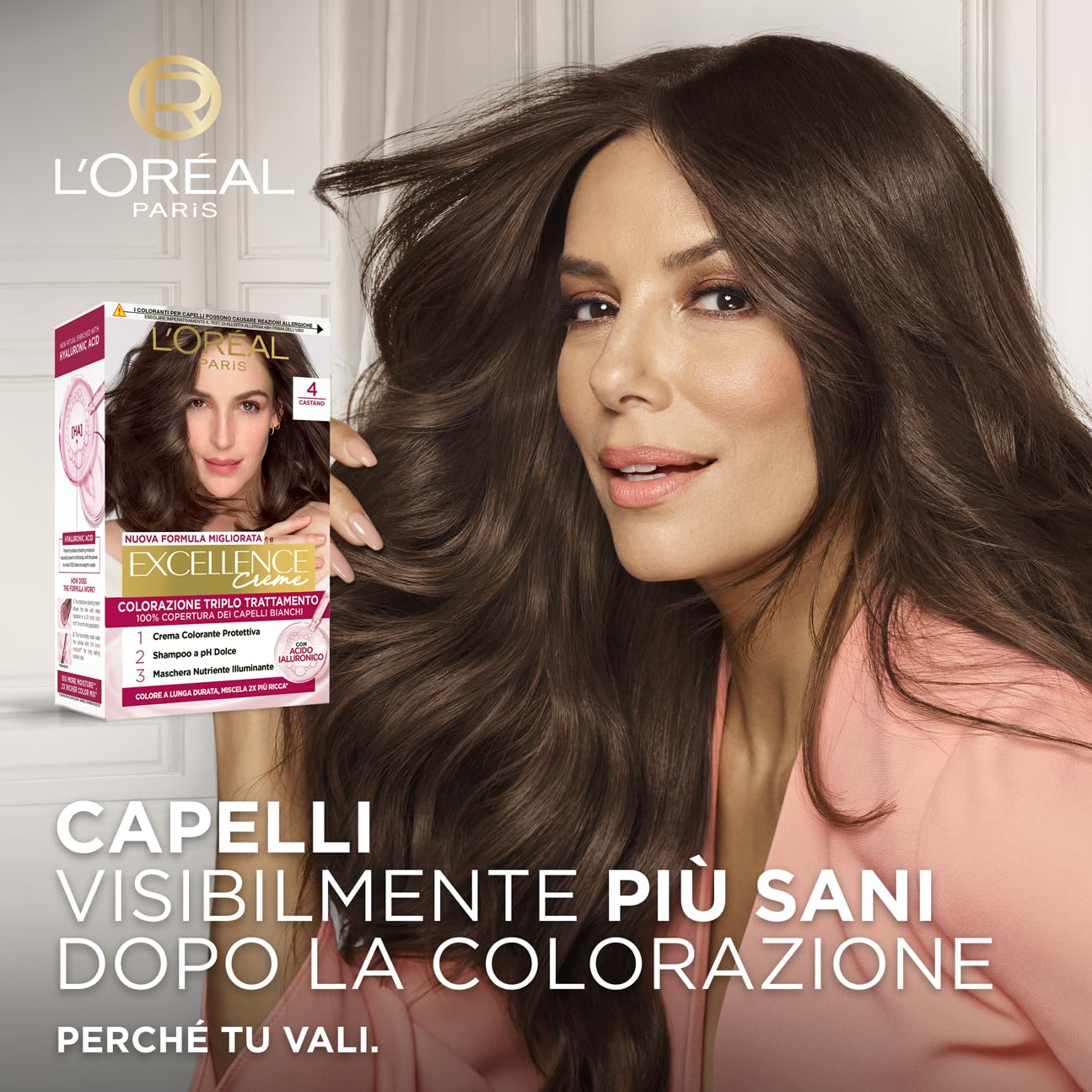 L’Oréal Paris Colorazione Triplo Trattamento Excellence, Con Acido Ialuronico, 100% Copertura Capelli Bianchi, Per Capelli Più Idratati, Marron Glacé (5,15)