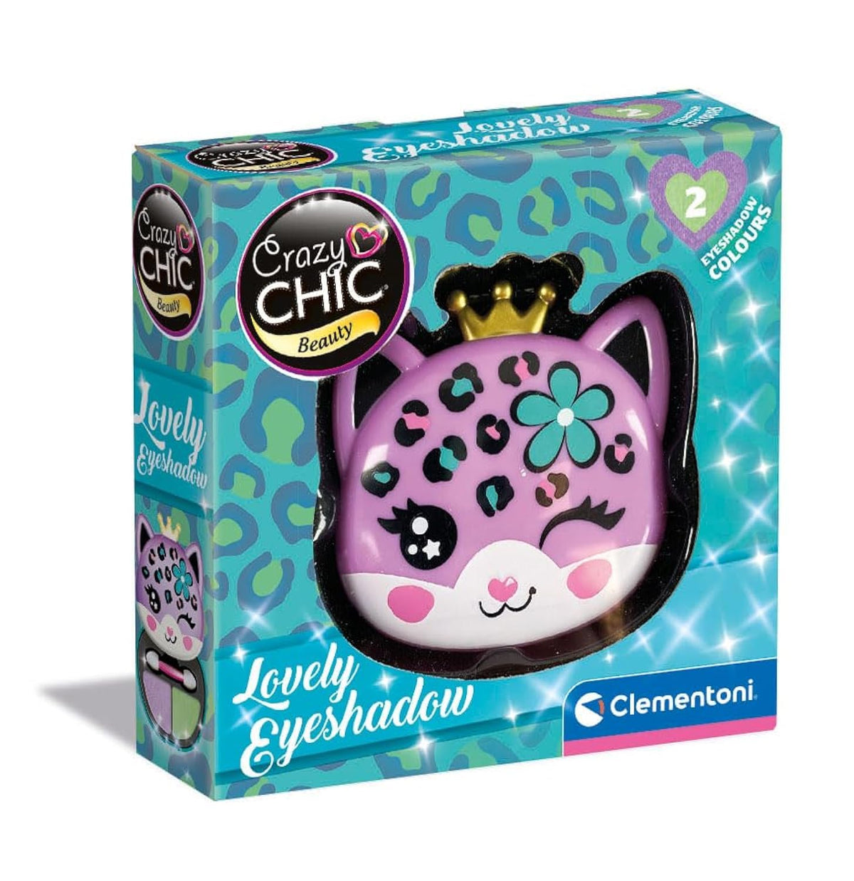 Clementoni- Crazy Chic-Lovely Eyeshadow: Leopardo-Trousse Ombretti, Trucchi Sicuri E Anallergici, Set Cosmetici Bambine 6 Anni, Facilmente Lavabile con Acqua, Multicolore, 18822