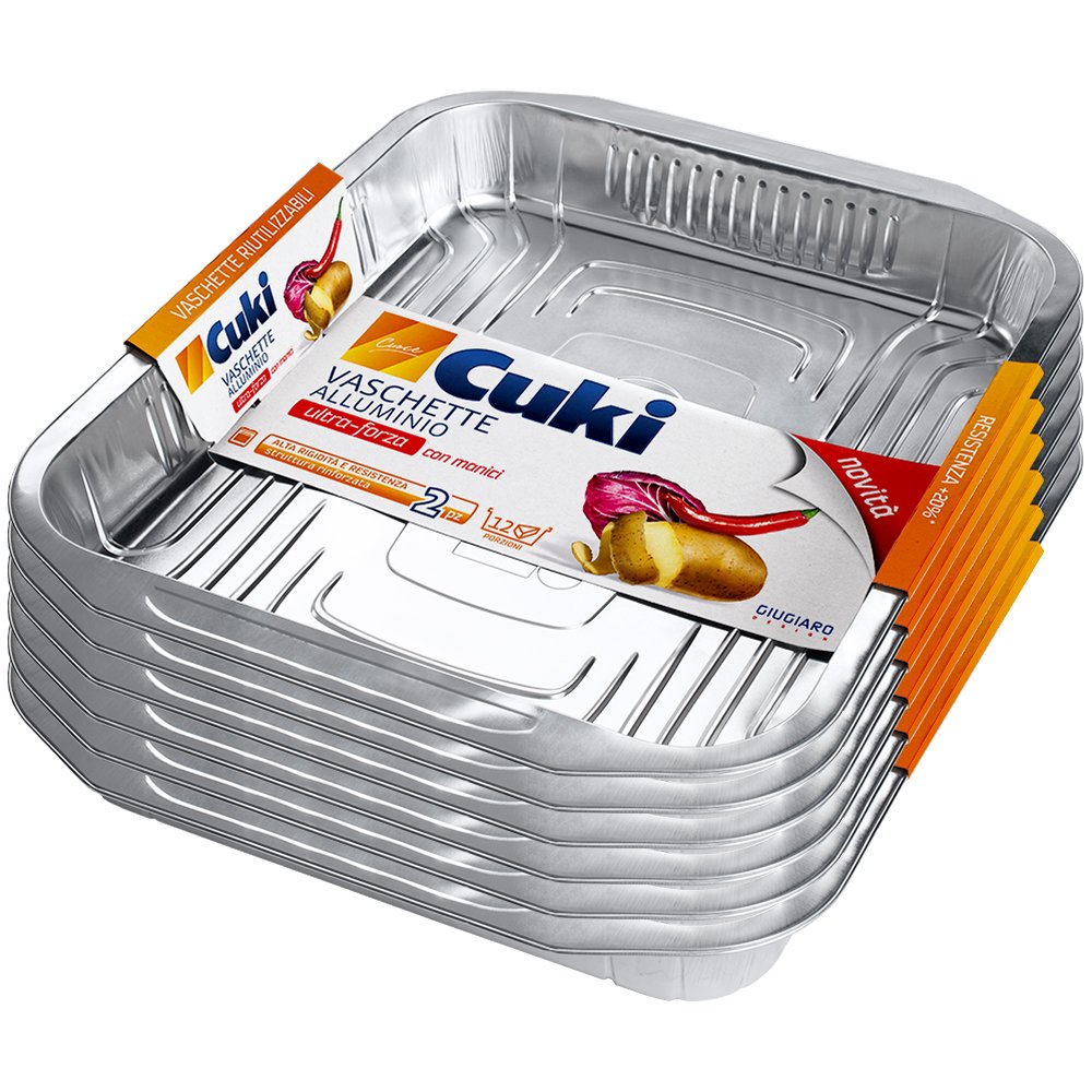 Cuki Vaschette Alluminio - Doppia Forza - 12 porz - rettangolari [RS74G] - 6 confezioni da 2 pezzi