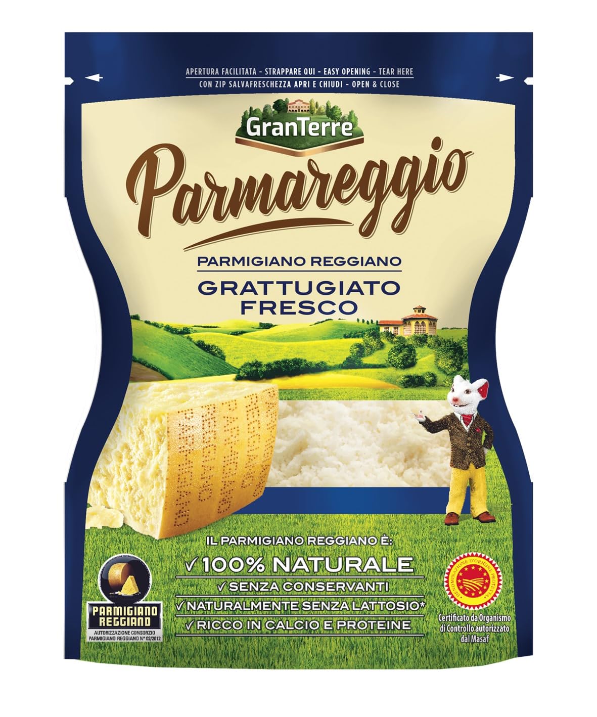 Parmareggio Parmigiano Reggiano DOP - Grattugiato fresco, 60 Gr.