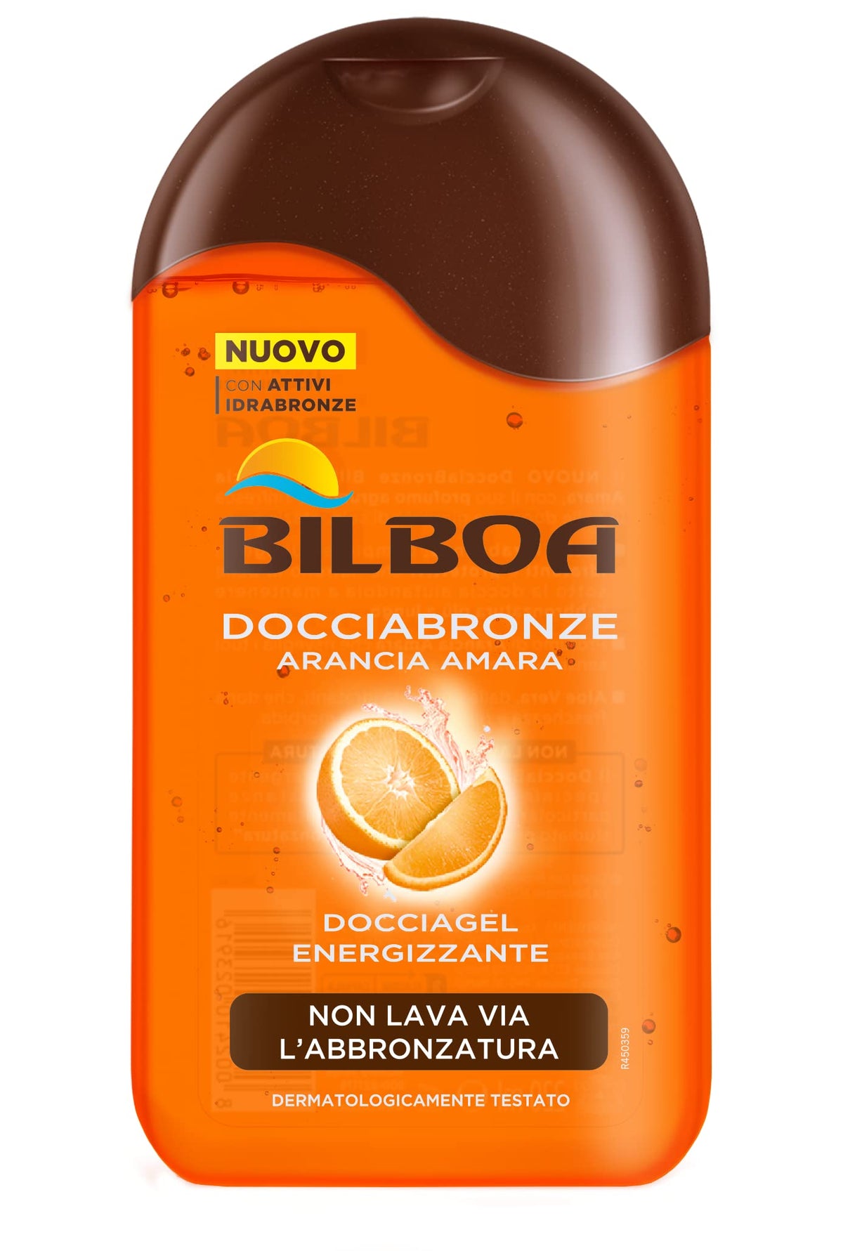 Bilboa, Docciabronze Energizzante, Doccia Shampoo con Arancia Amara per Corpo e Capelli, Idrata la Pelle e Non Toglie l'Abbronzatura, Dermatologicamente Testato, 250 ml