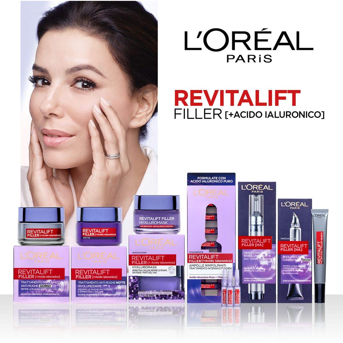 L'Oréal Paris Crema Viso Giorno Revitalift Filler, Azione Antirughe Rivolumizzante con Acido Ialuronico Concentrato, 50 ml