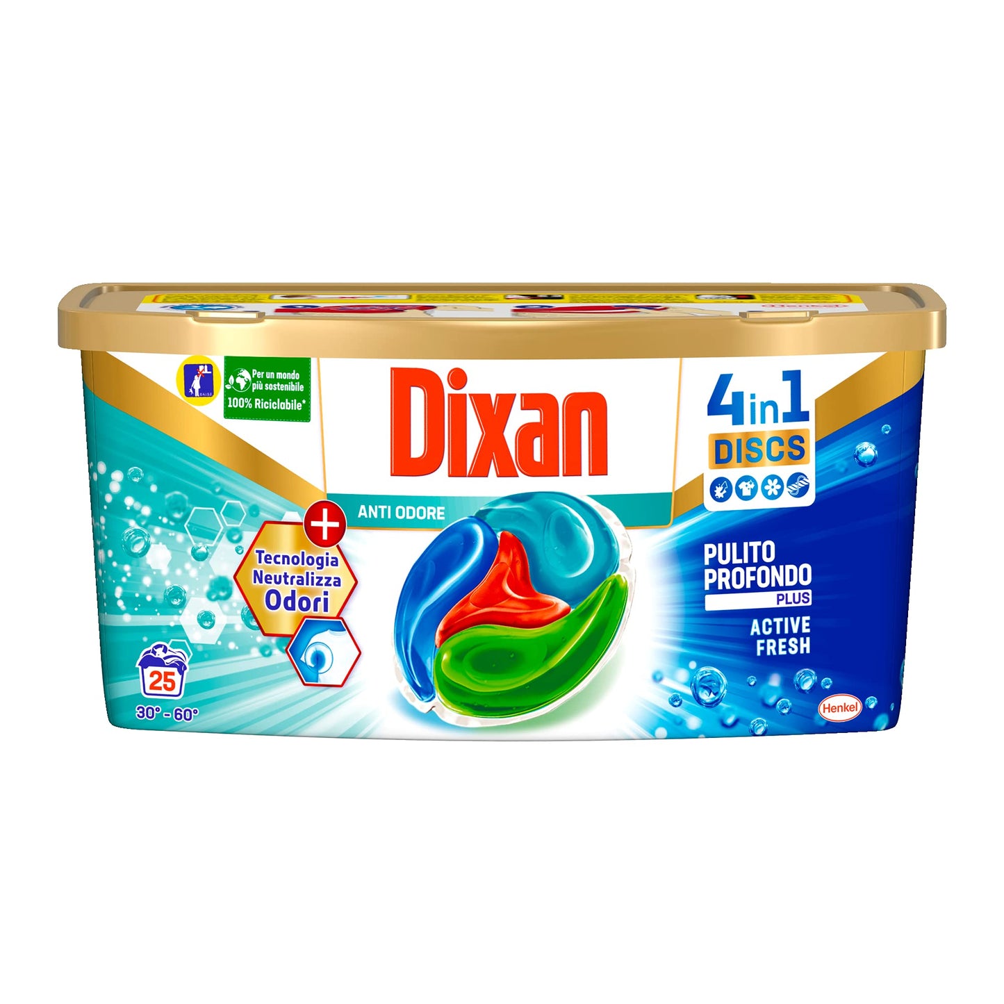 Dixan Discs Detersivo per Bucato Antiodore, 25 capsule