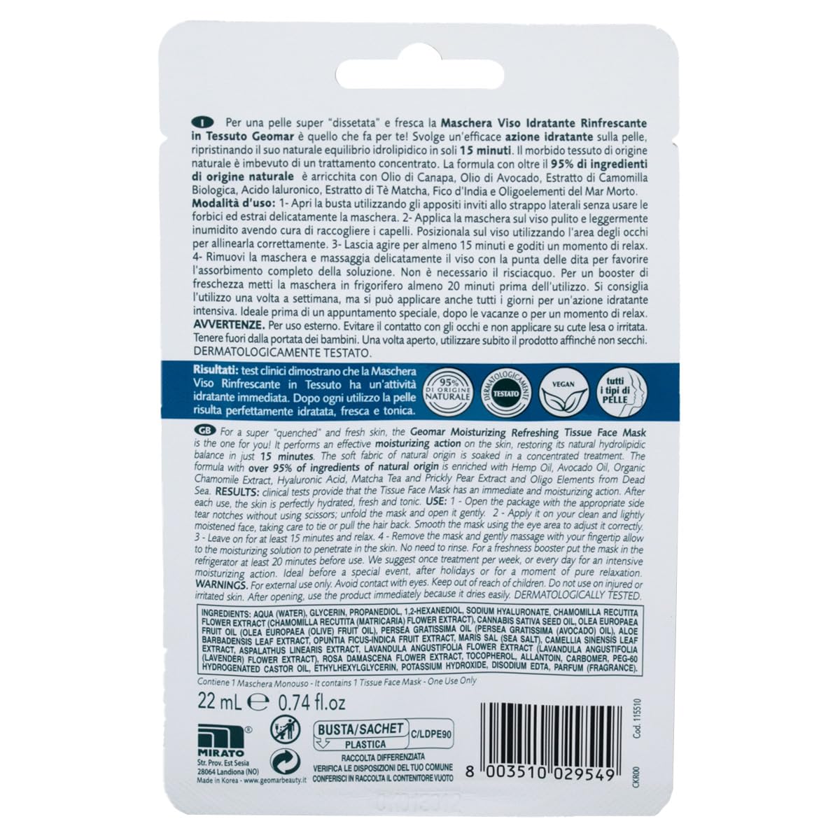 Geomar idratante velina maschera