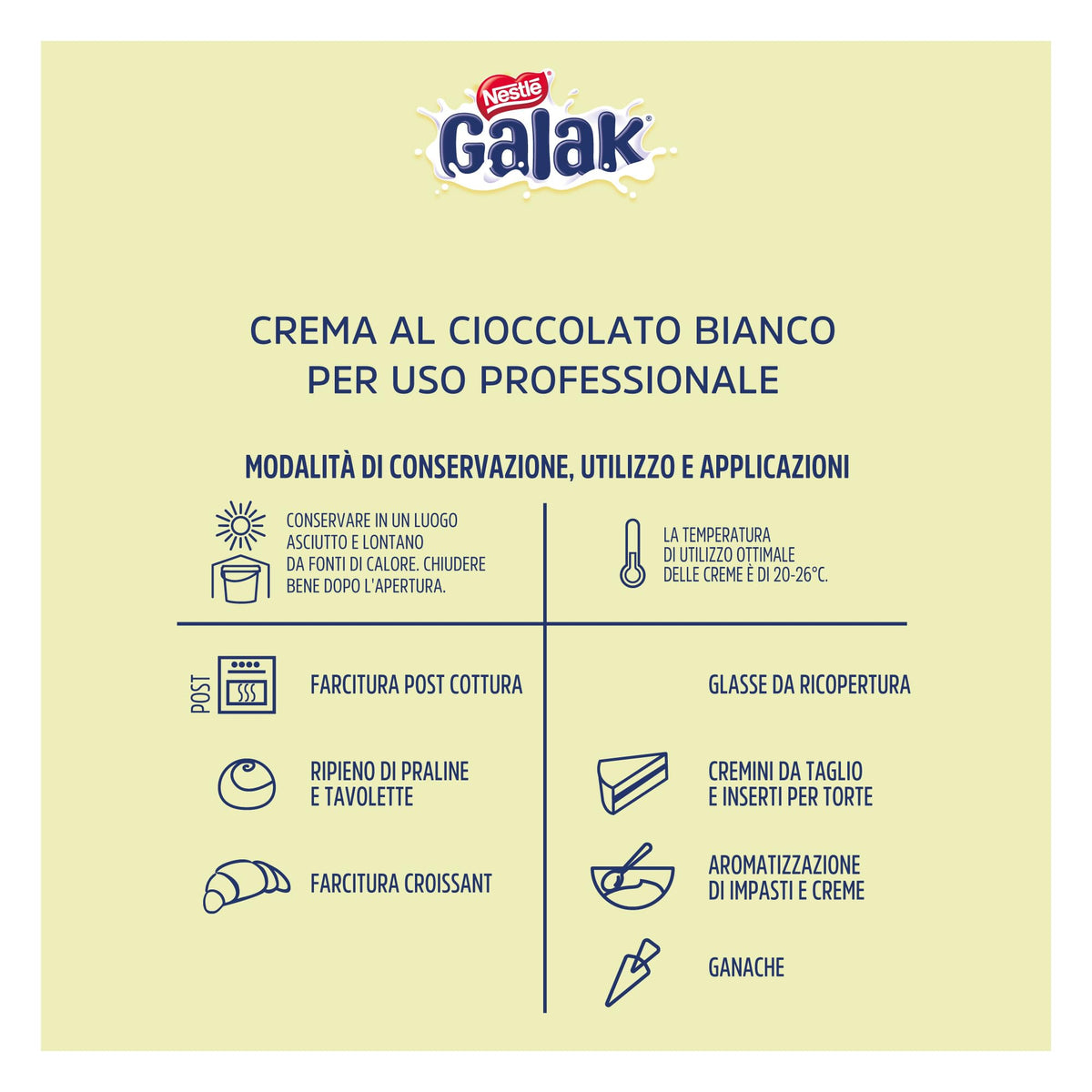GALAK PROFESSIONALE Crema Spalmabile al Cioccolato Bianco, Secchiello 3kg