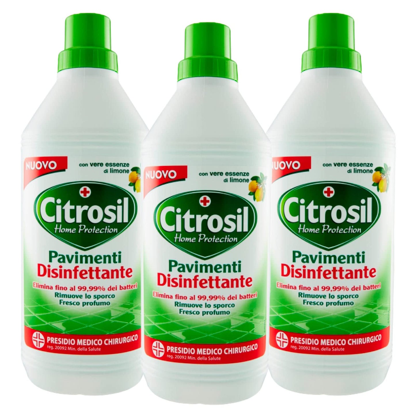 Citrosil Home Protection - Detergente Liquido Pulisci Pavimenti Disinfettante con Vere Essenze di Limone, 900 ml x 3 Flaconi