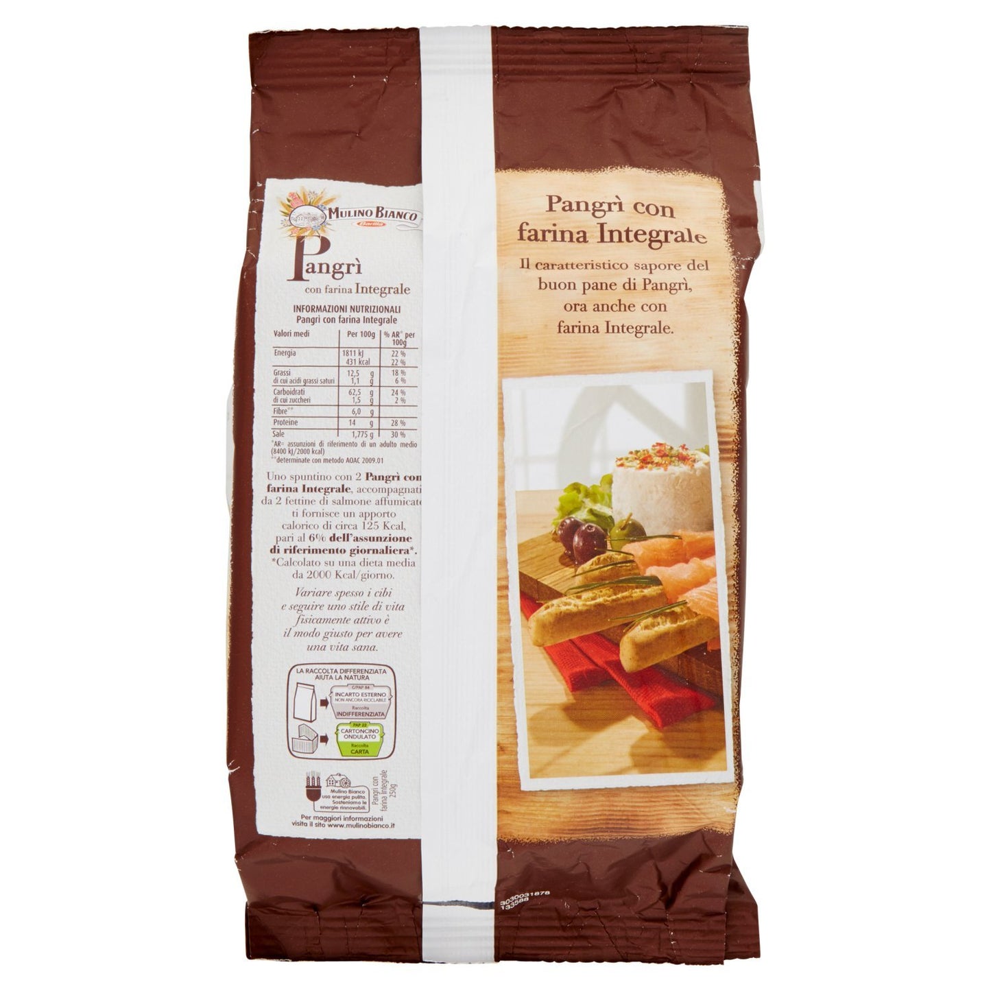 Mulino Bianco Grissini Rustici Pangrì con Farina Integrale, Snack Salato per la Merenda - 250 g