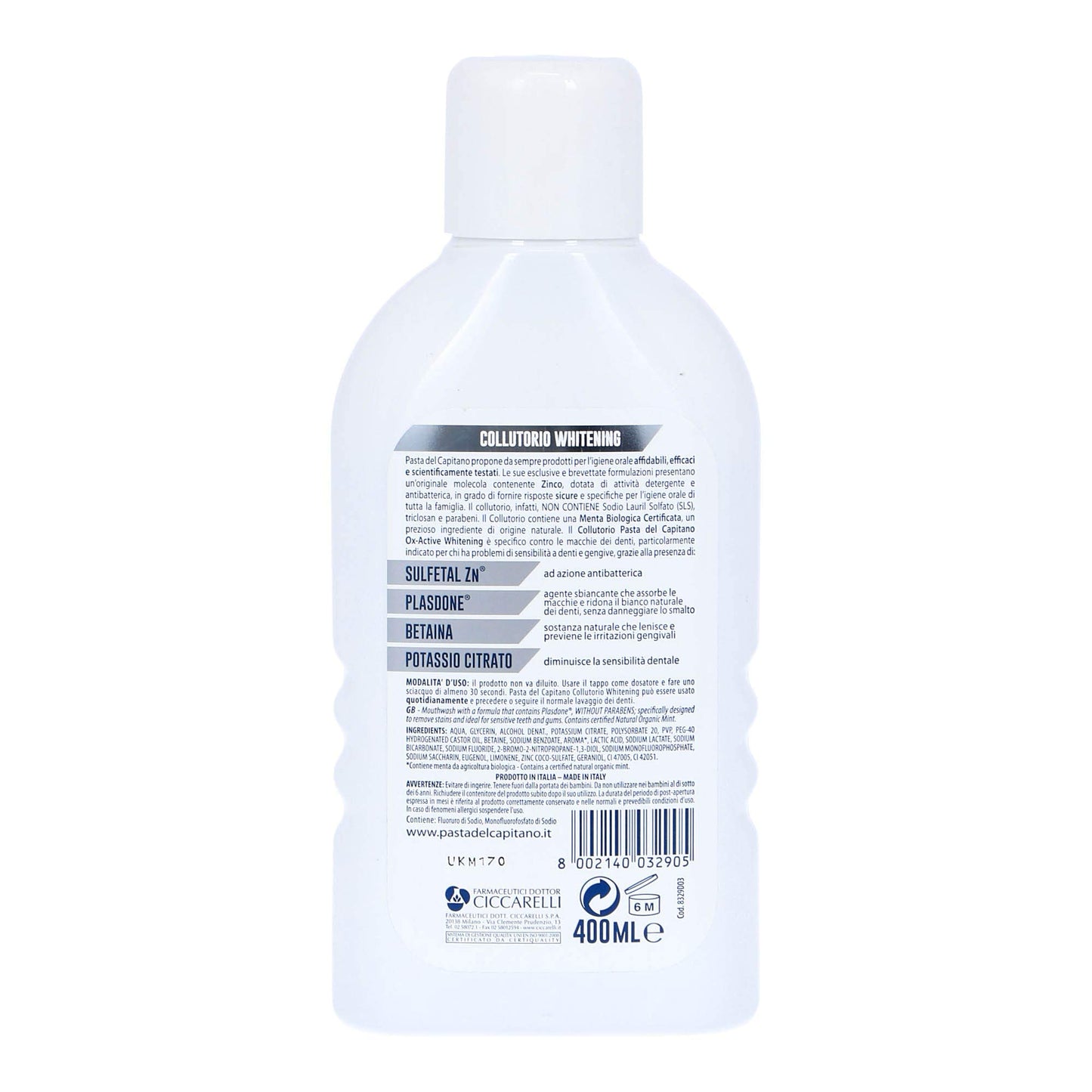 Pasta Capitano Colluttorio White Ml.400 - [confezione da 2]