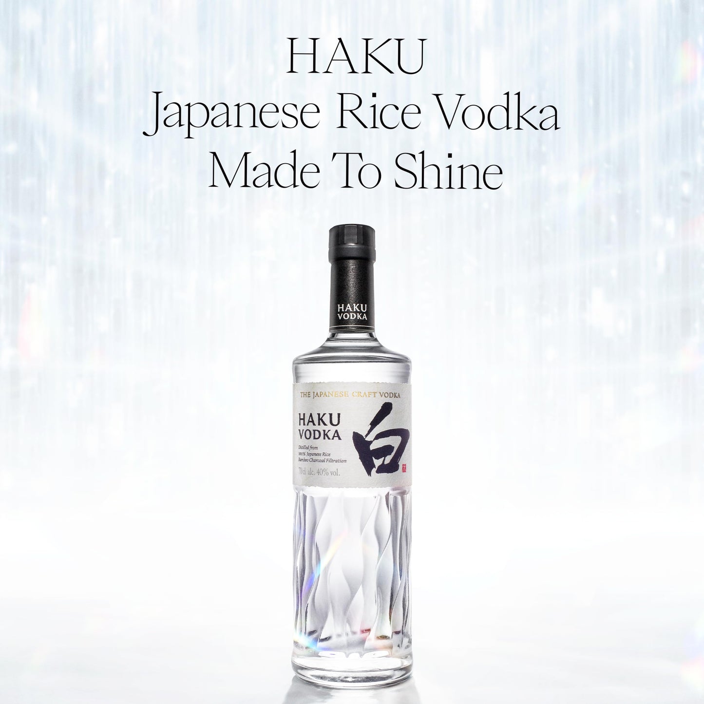Haku - Vodka Giapponese Distillata con Riso Bianco, Morbida e Setosa, 40% Vol - Bottiglia da 70cl