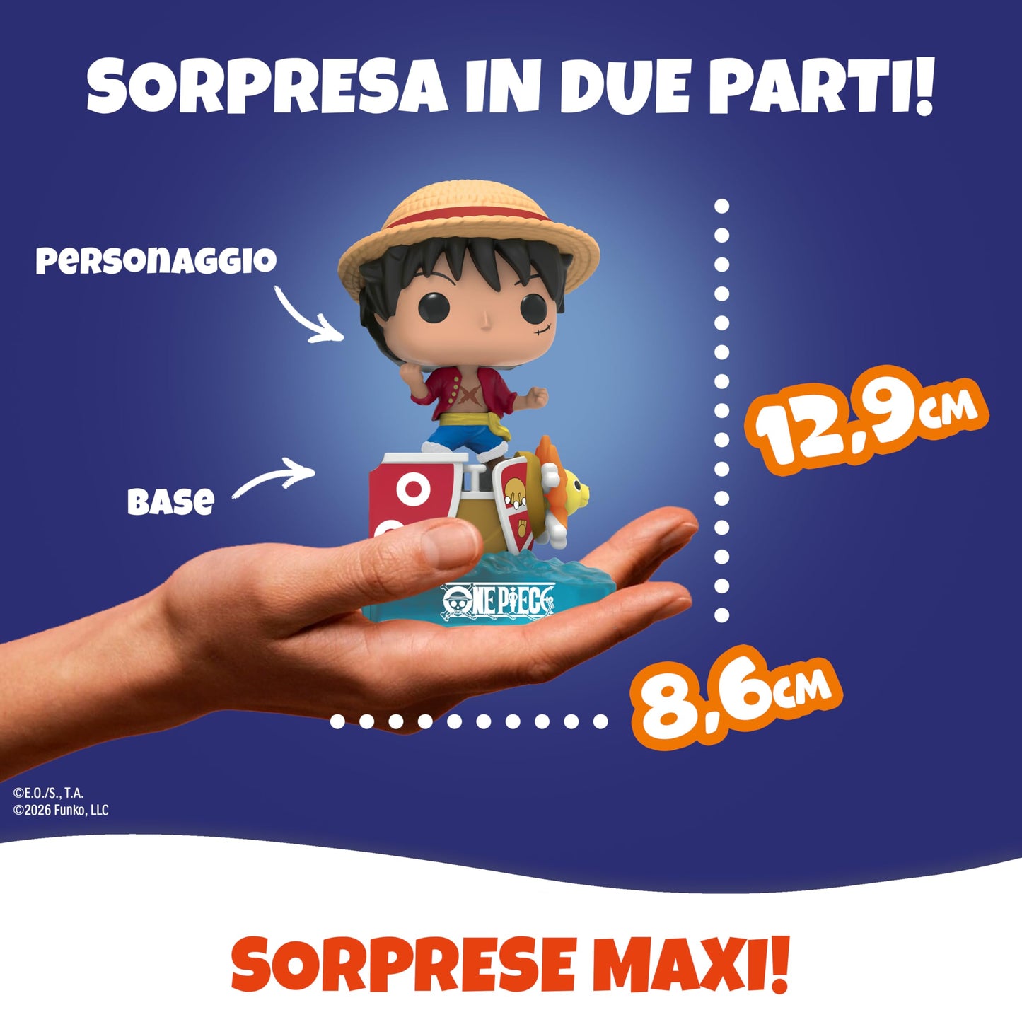 Kinder GranSorpresa Maxi One Piece, Uovo di Pasqua Kinder 2026 di Finissimo Cioccolato al Latte con Sorpresa Funko Pop One Piece, 220 g