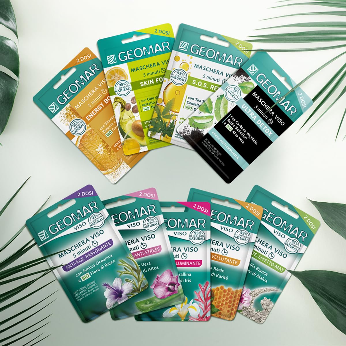 Geomar Maschera Viso, Anti Age, Rassodante - Confezione da - 2 x 7.5 ml