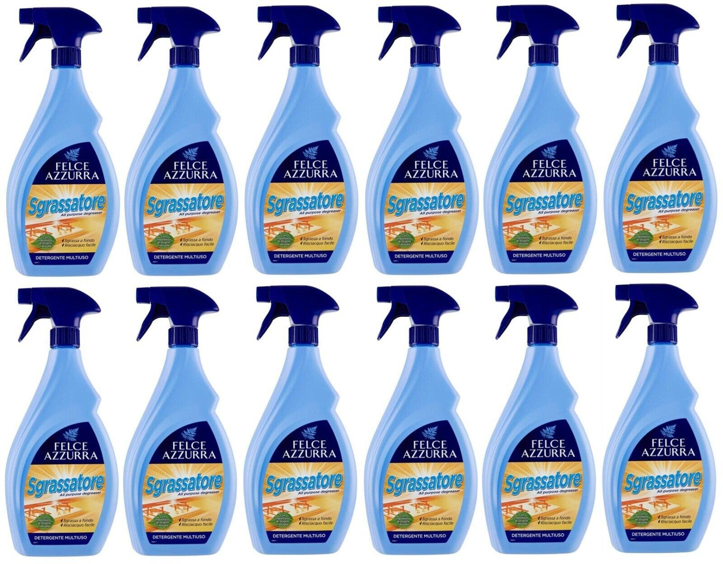 12 confezioni di FELCE AZZURRA Sgrassatore Multiuso, spray detergente con sgrassatore, 750 ml