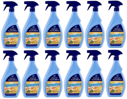 12 confezioni di FELCE AZZURRA Sgrassatore Multiuso, spray detergente con sgrassatore, 750 ml