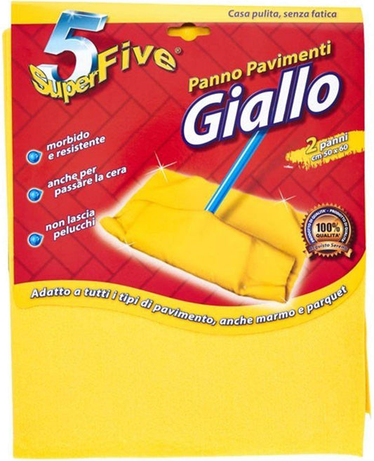 Panno per Pavimenti Giallo 50x60cm, 2 pezzi