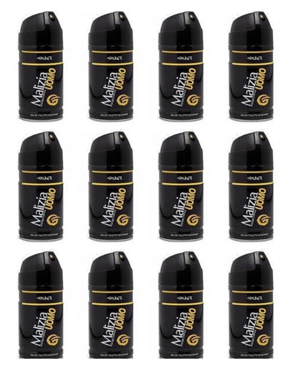 12 Confezioni MALIZIA DEO SPRAY UOMO AMBER Nuovo deodorante Malizia