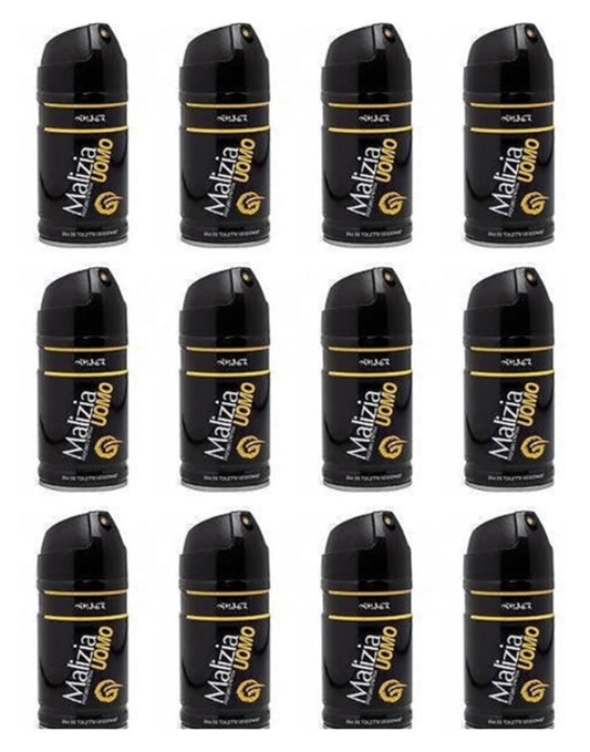 12 Confezioni MALIZIA DEO SPRAY UOMO AMBER Nuovo deodorante Malizia