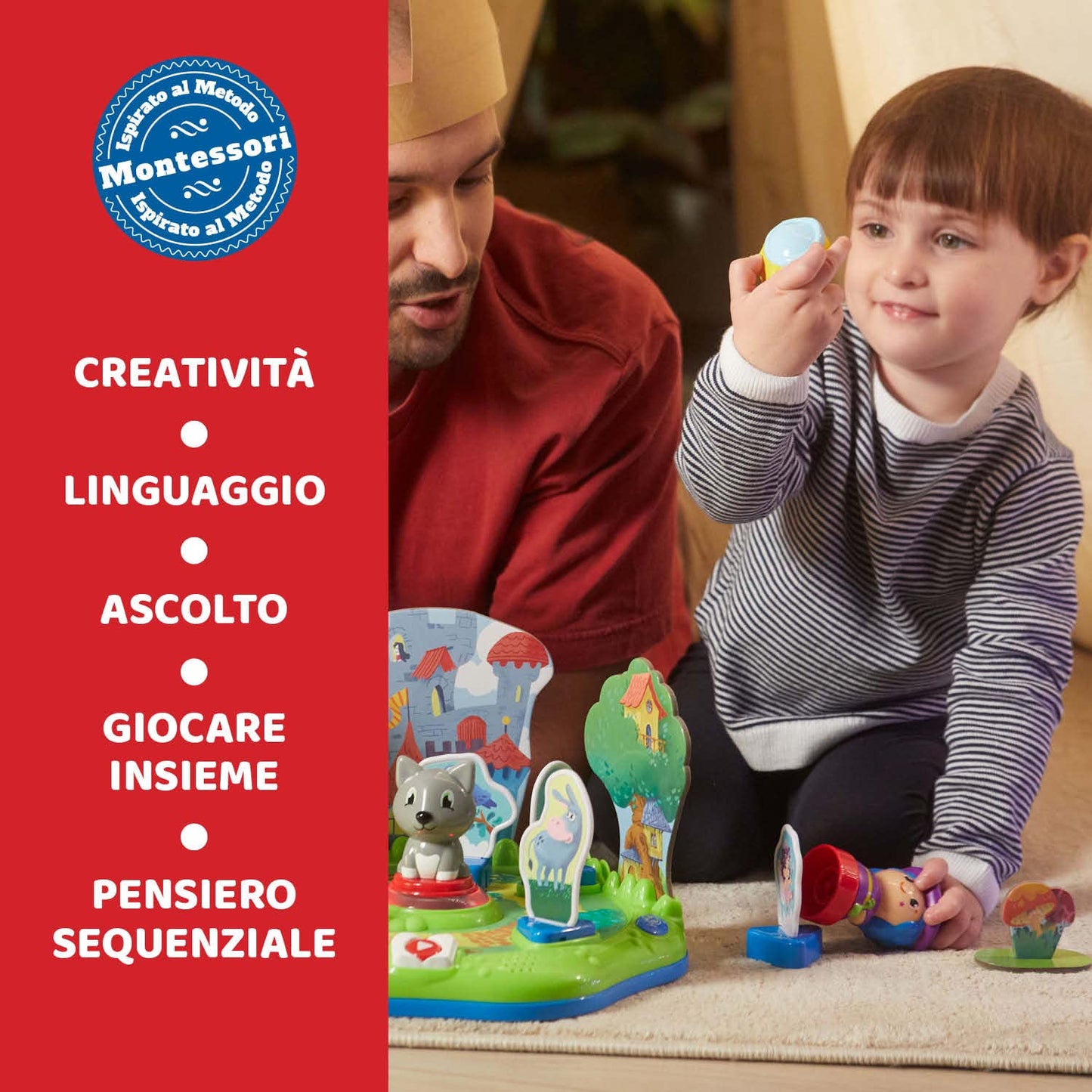 Chicco Fabulous il Creastorie, Cantastorie per Bambini 2 Anni, 6 Anni, in 4 Lingue, 10 Personaggi, 4 Modalità, 90 Min di Contenuti, Ispirato al Metodo Montessori, Ascolta e Crea Storie