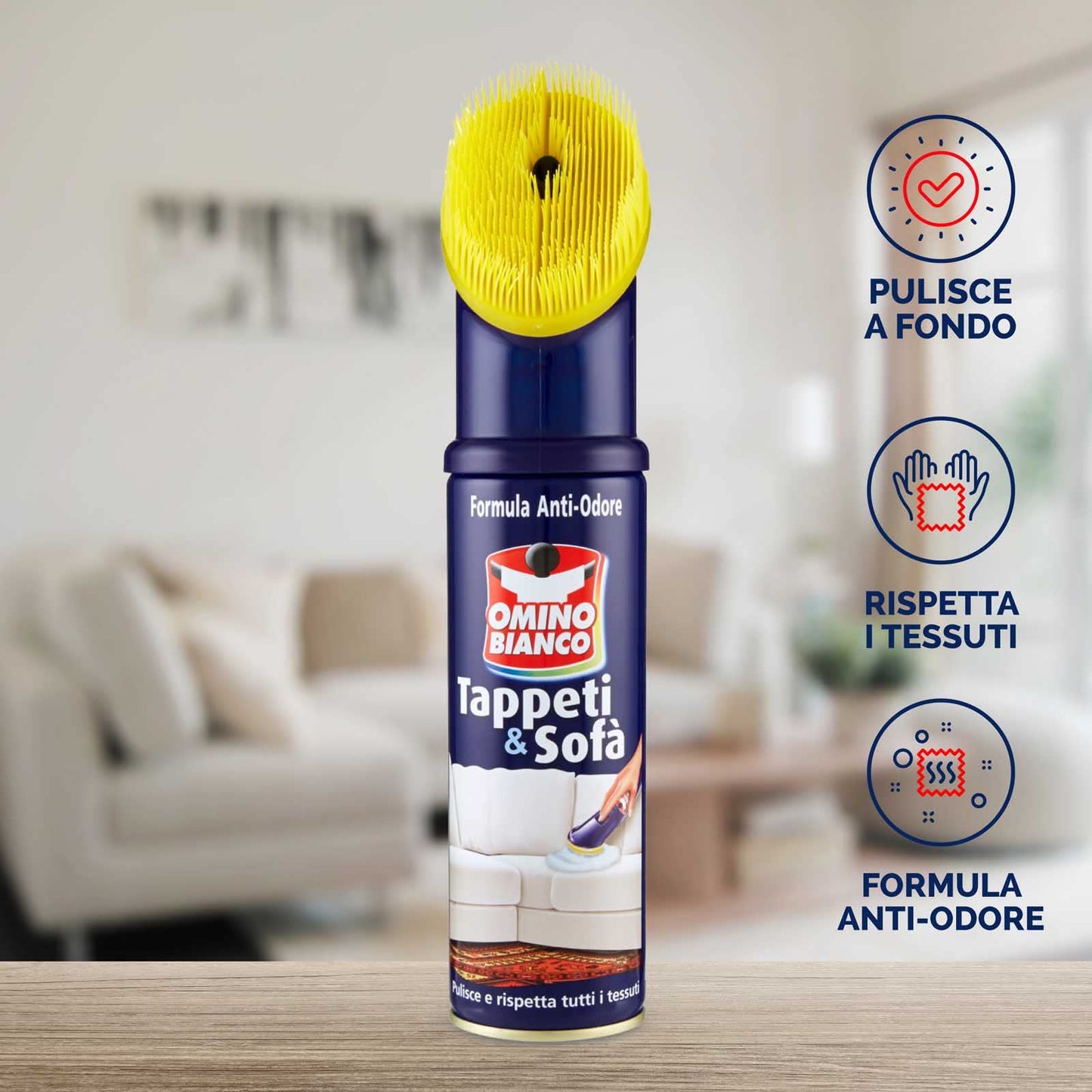 Omino Bianco - Prodotto Specifico per Tappeti e Divani, Pulitore e Detergente per Tessuti con Formula Antiodore, 3 Flaconi x 300 ml