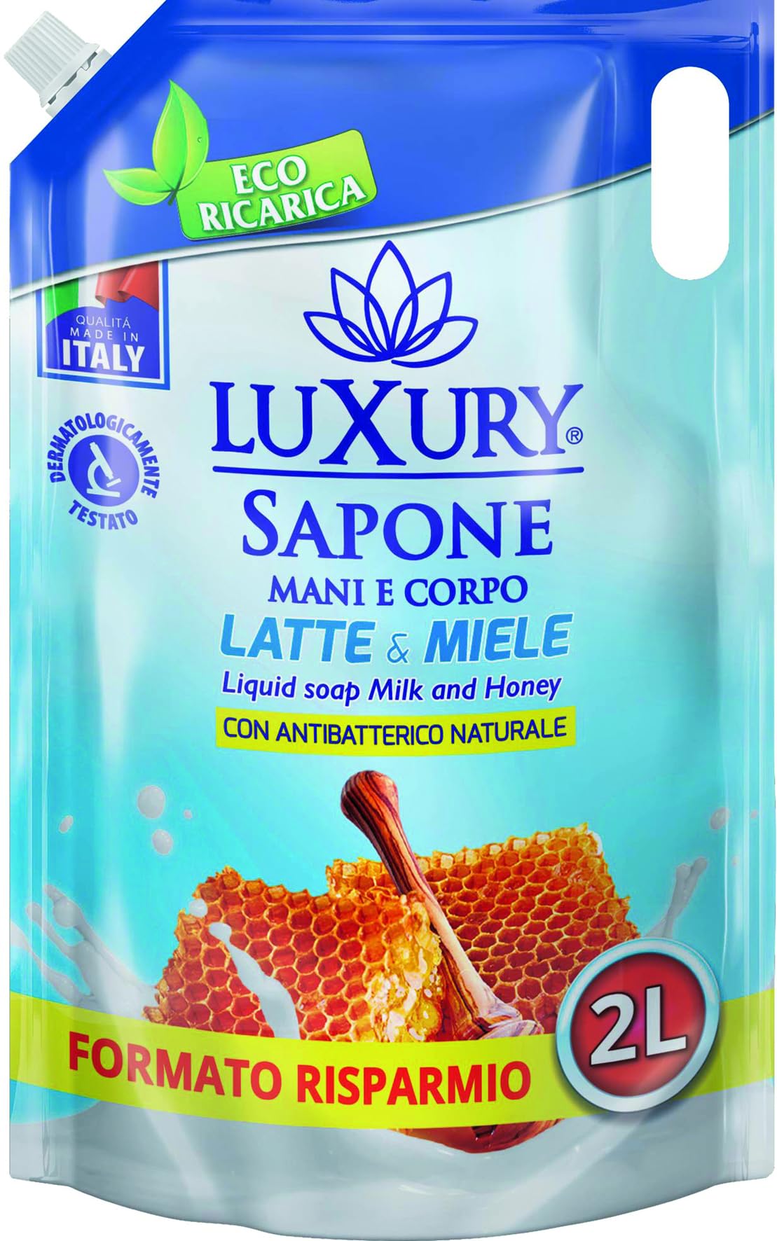 Luxury Sapone Liquido Latte & Miele 2000ml, 2000ml