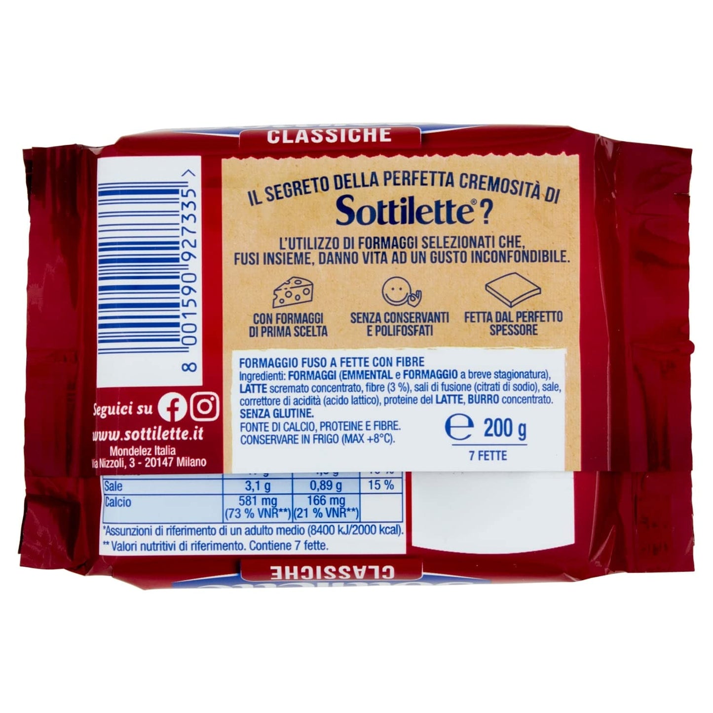 Sottilette Classiche Le Originali, Formaggio Fuso a Fette, 200g