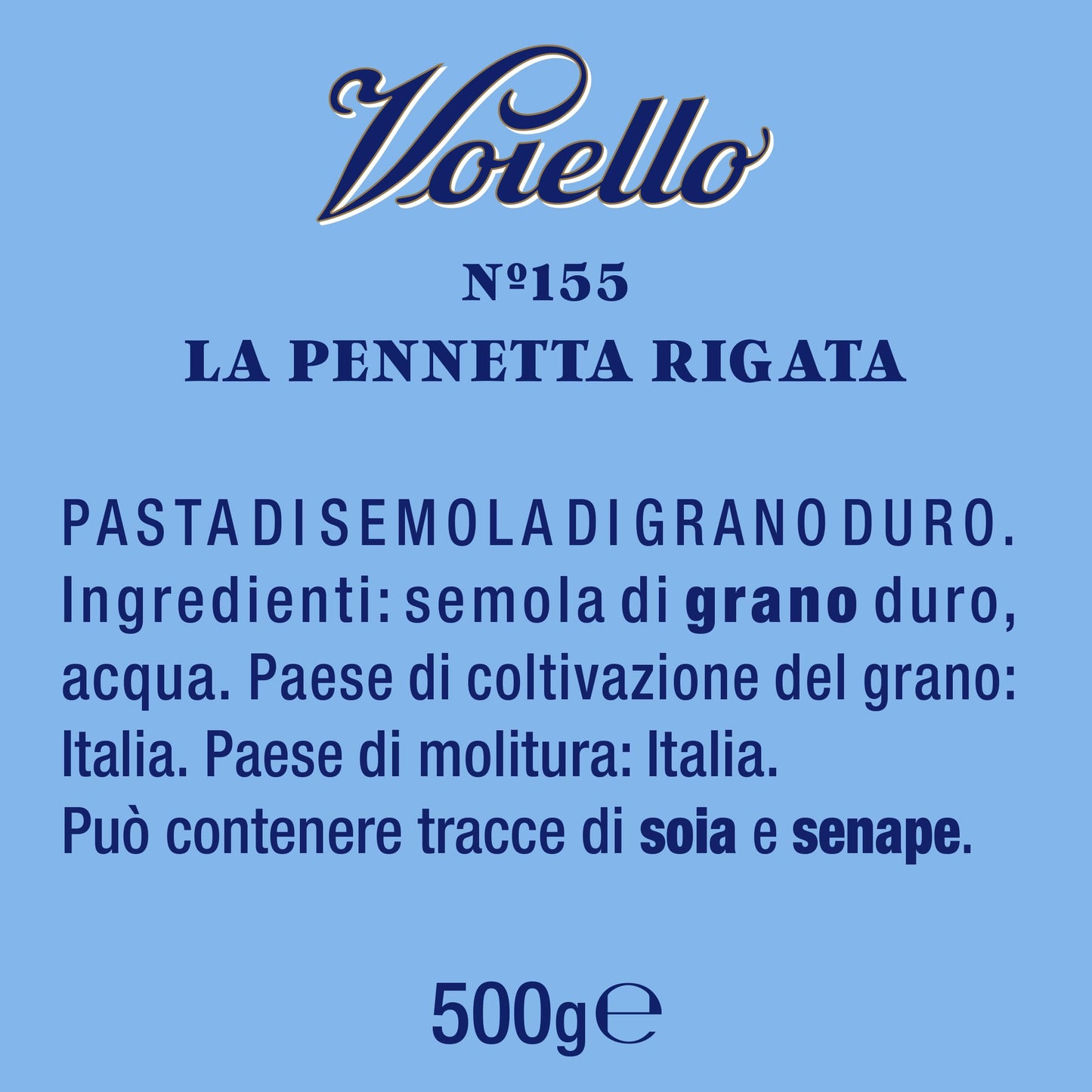 Voiello Pasta Penne Ziti Rigate n.155, 500g, Grani 100% Italiani, Trafilatura Al Bronzo