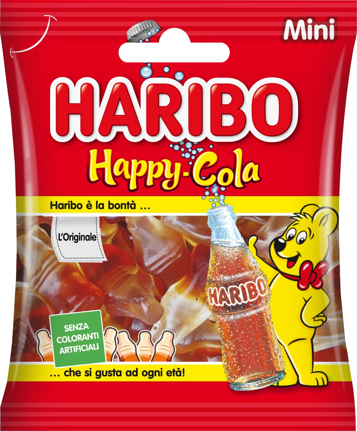 Haribo Mini Happy Cola, Caramelle Gommose, Gusto Cola, Ideali Per Feste - 30 Bustine Da 40gr [1200gr]