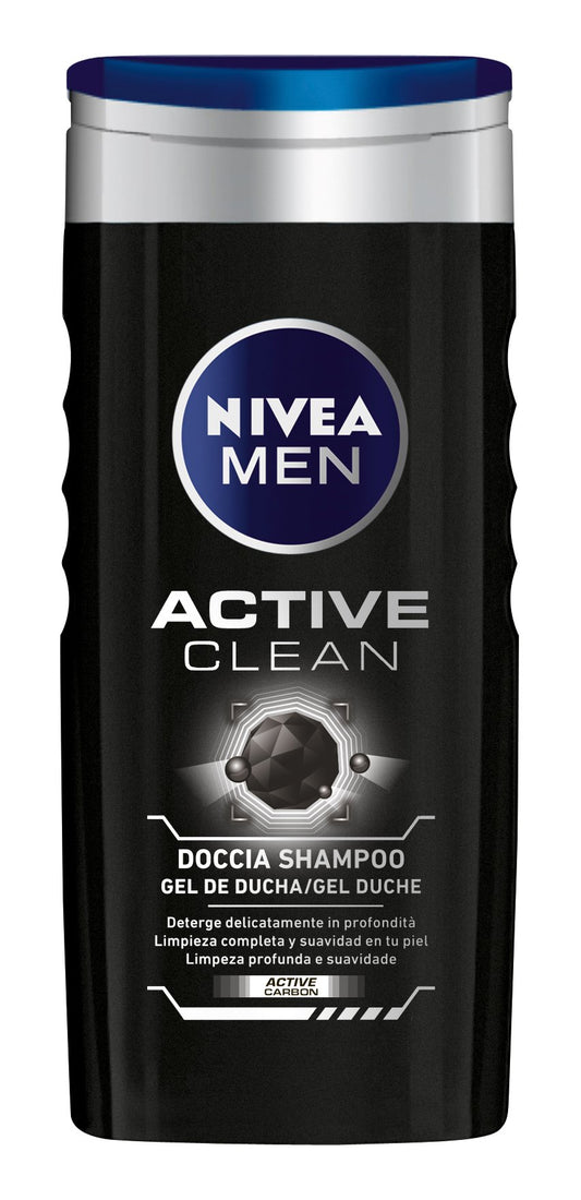 Nivea Men Active Clean Doccia Shampoo Uomo, 3 Confezioni da 250 ml