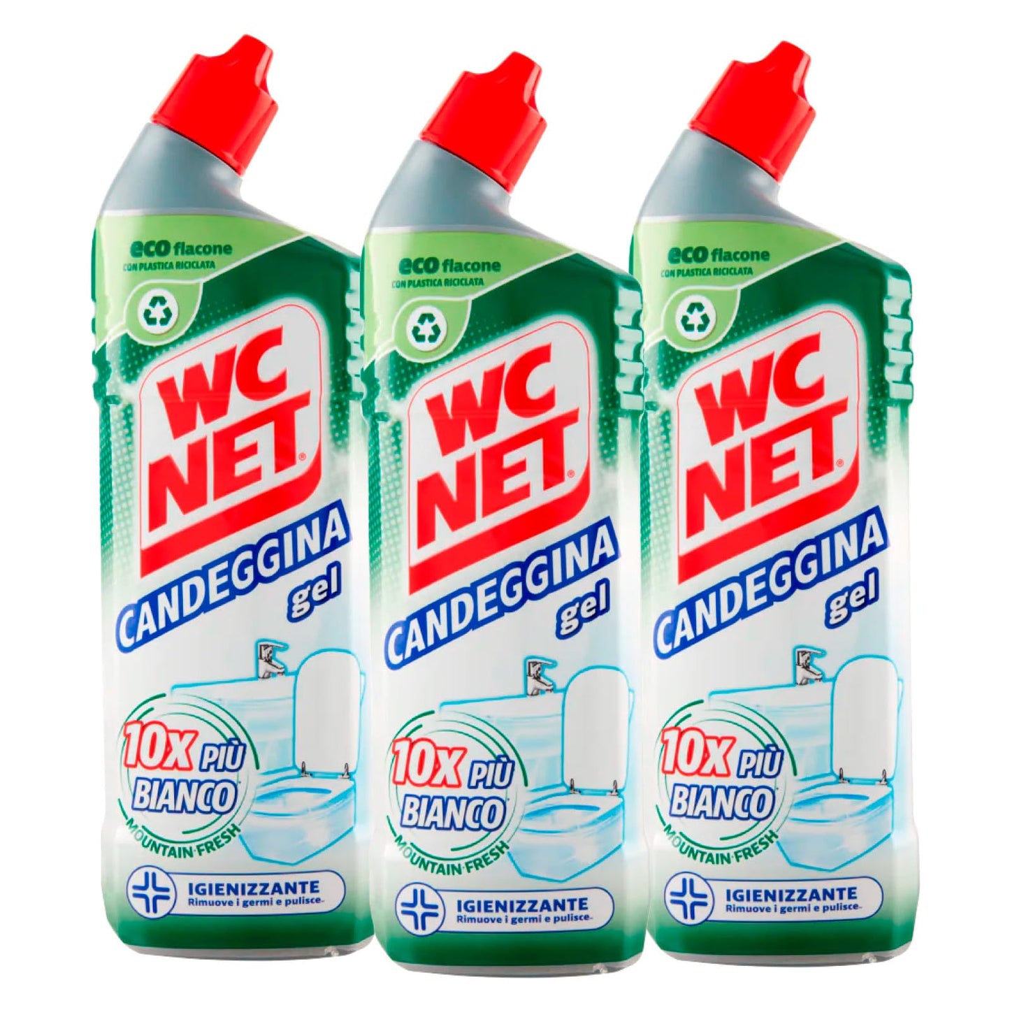 Wc Net - Candeggina Gel Extra White, Detergente per Sanitari e Superfici, Essenze Assortite a Seconda della Disponibilità, 700 ml x 3 Confezioni