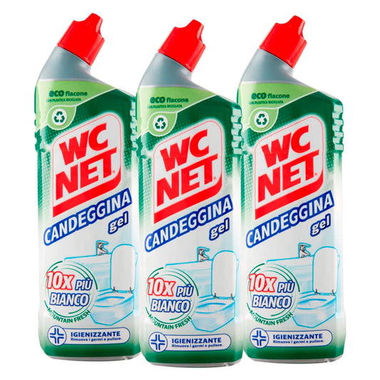Wc Net - Candeggina Gel Extra White, Detergente per Sanitari e Superfici, Essenze Assortite a Seconda della Disponibilità, 700 ml x 3 Confezioni