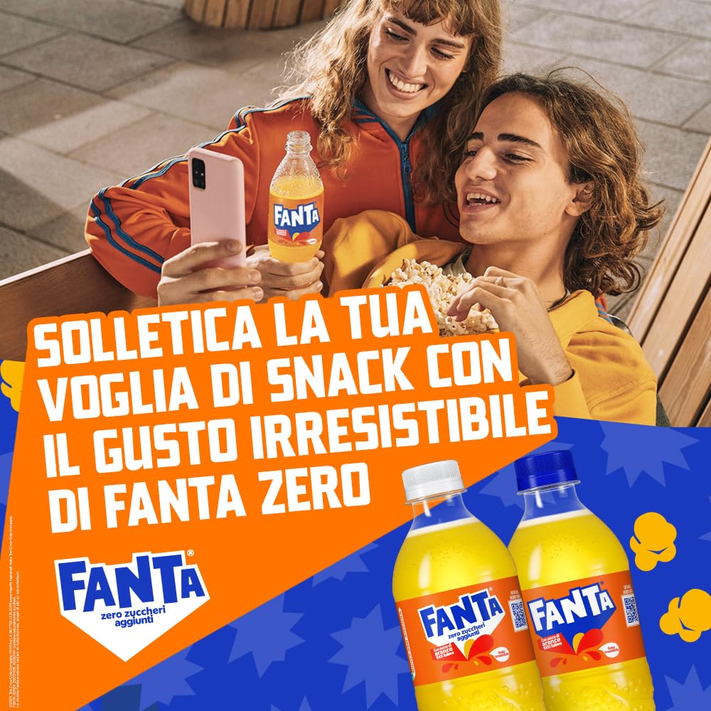 Fanta Zero Zuccheri Gusto Arancia, con Succo di Arance Italiane, Senza Zuccheri Aggiunti e Conservanti, Lattina 100% riciclabile, Gusto Rinfrescante - 24 lattine da 330 ml
