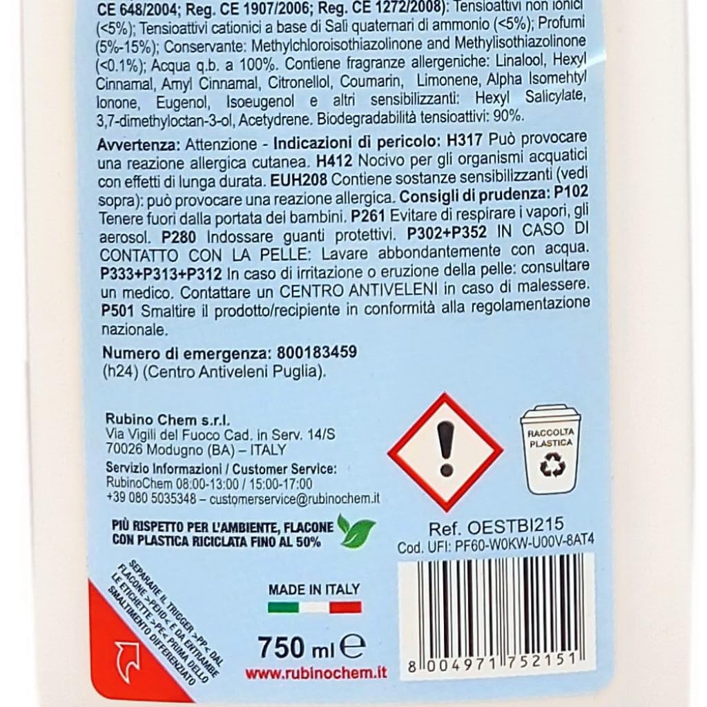 OLE' ESSENZA RESSENZA ml.750 12 PEZZI igienizzante profumata detergente spray (Bianca)